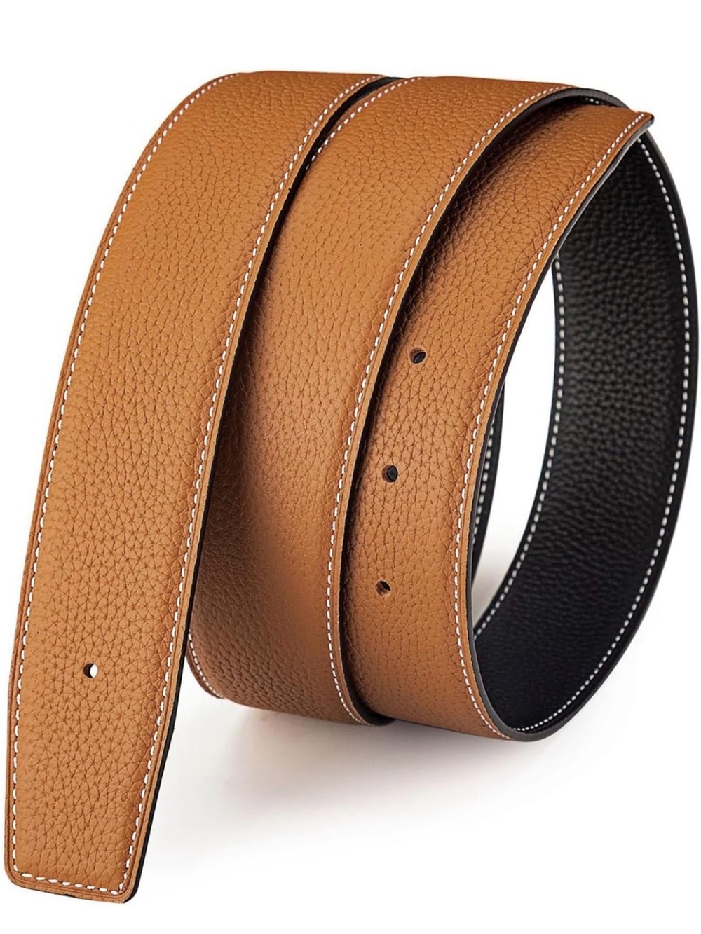 Gold/black Reversible Leather Belt - works with 1.25” buckles
